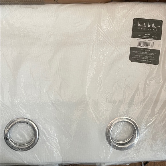 NICOLE MILLER NEW YORK Canvas Indoor/Outdoor Grommet Curtain Pair 54"x96" Winter - Picture 2 of 2